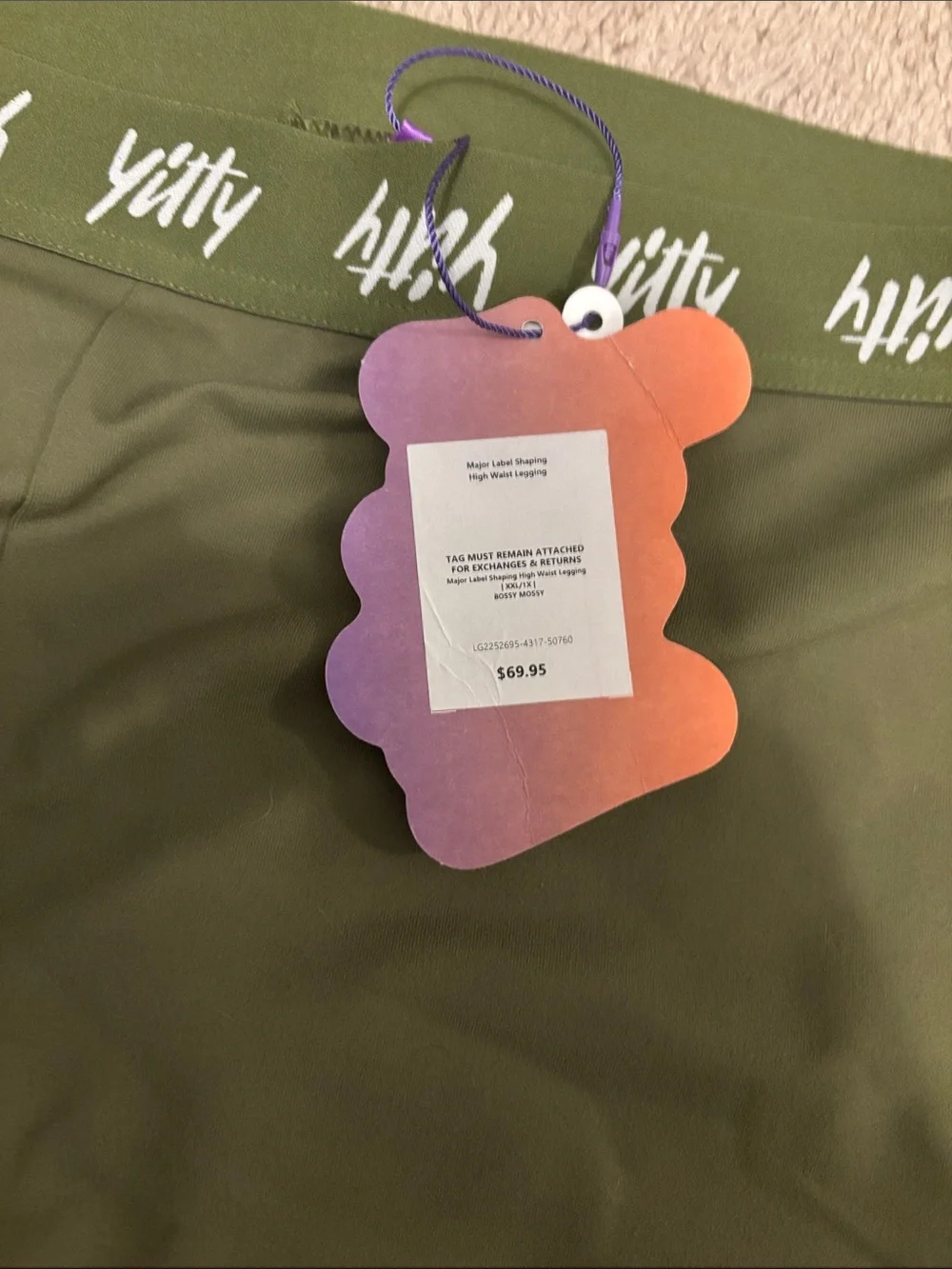 YITTY Olive Green High-Rise Performance Leggings - Picture 2 of 3